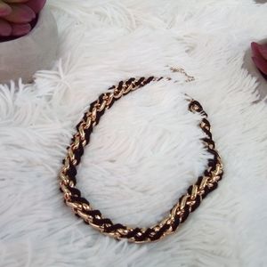 Gold and Black Velvet Braided Necklace
